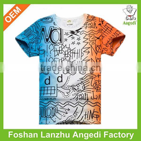 boys single jersey short sleeve t shirt with sublimation digital printing custom logo in promotion price fast delivery