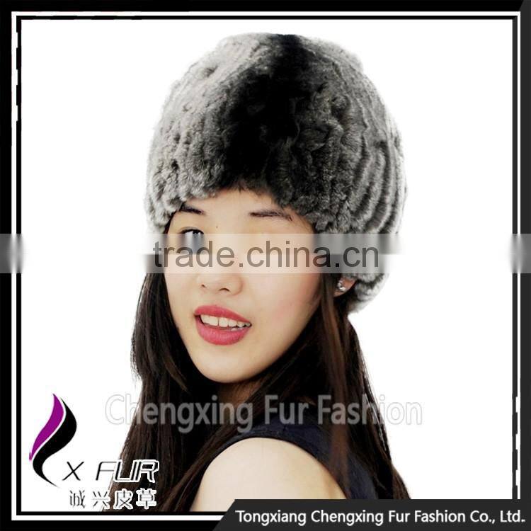 CX-C-240B Handknitted Womens Fashion Rex Rabbit Fur Hats and Caps