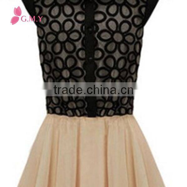Fashion Lace chiffon sleeveless dress code smart elegant chiffon casual dress wear in summer