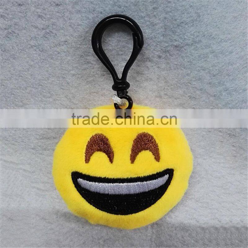 2016 Popular cheap Stuffed Plush Soft Toy Key Chains Yellow emoji keychain