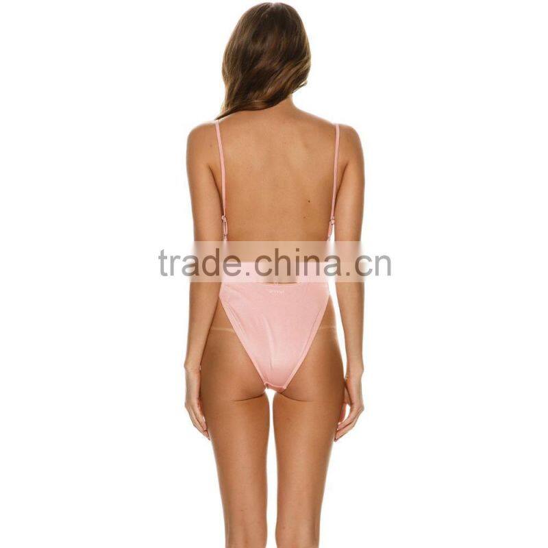 Sunny Day Seaside Party One Piece Hi Cut Leg Openings Sexy Lady Swimsuit Custom Nylon Spandex Women One Piece Swimwear Wholesale