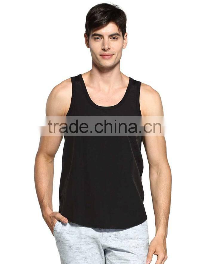Black plain custom mens gym singlet