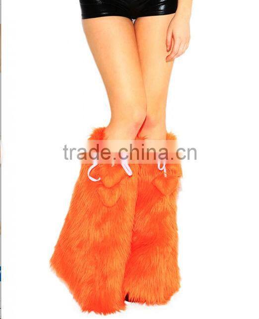 Solid Orange Fluffies Fluffy boots leg warmers