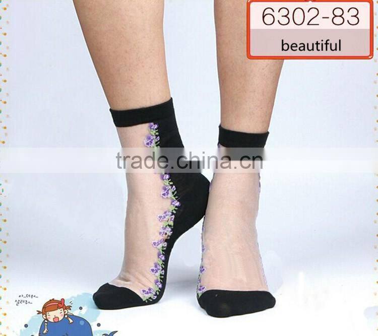 Hot sales Colorful Ultrathin Transparent Beautiful Crystal Elastic Calcetines Short Women Socks Summer Sock Womens