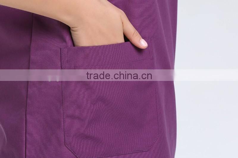 2016 top quality Juqian classic purple V neck summer hospital medical staff uniforms