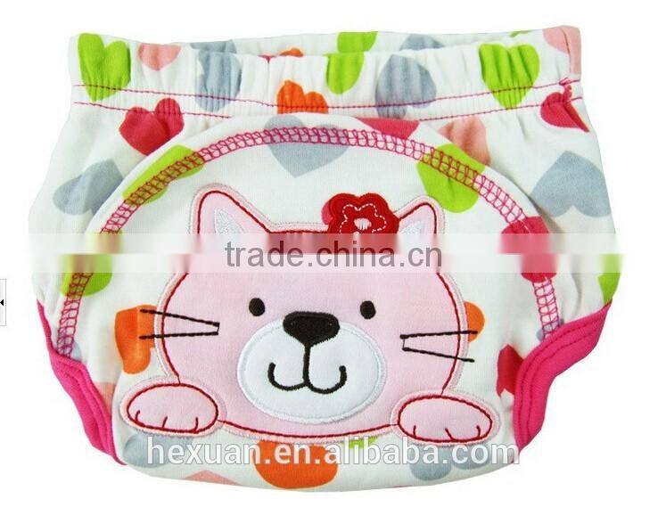 100% Cotton Embroidery Animal Patterns Baby Trainer Potty Training Pants