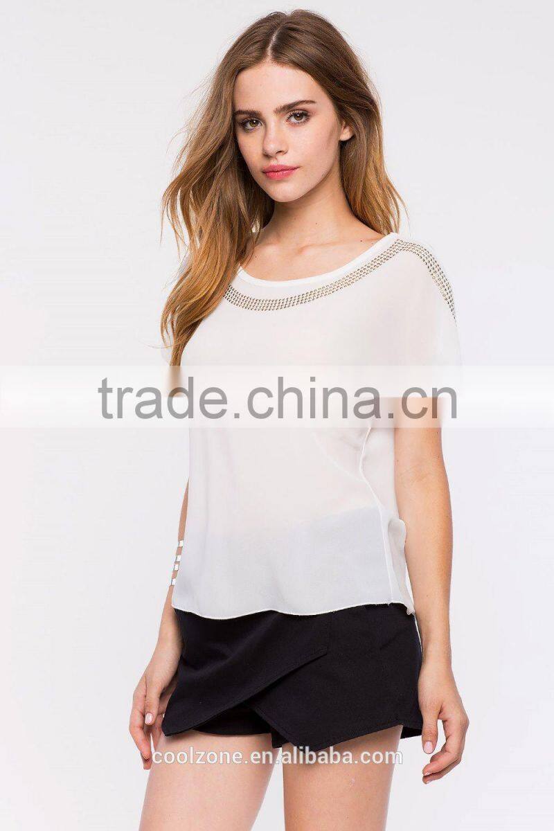 Online shopping women clothes fashion embellished lady blouse