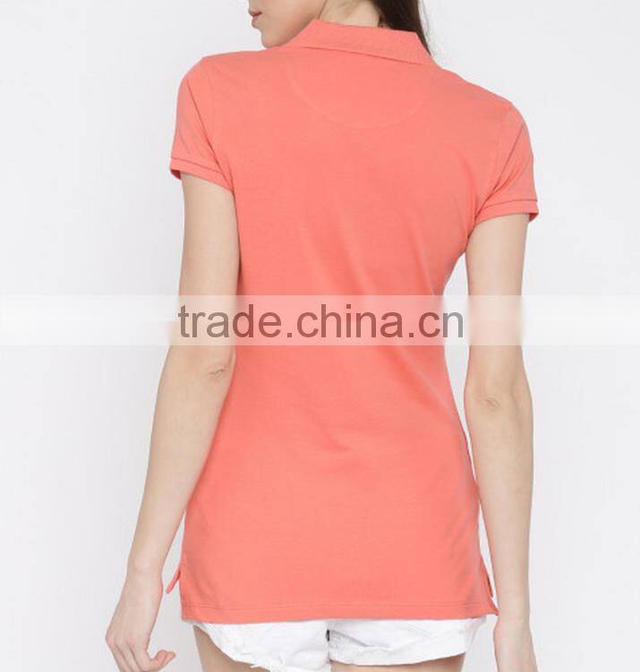 Women short sleeve polo t-shirt solid polo collar shirt wholesale china