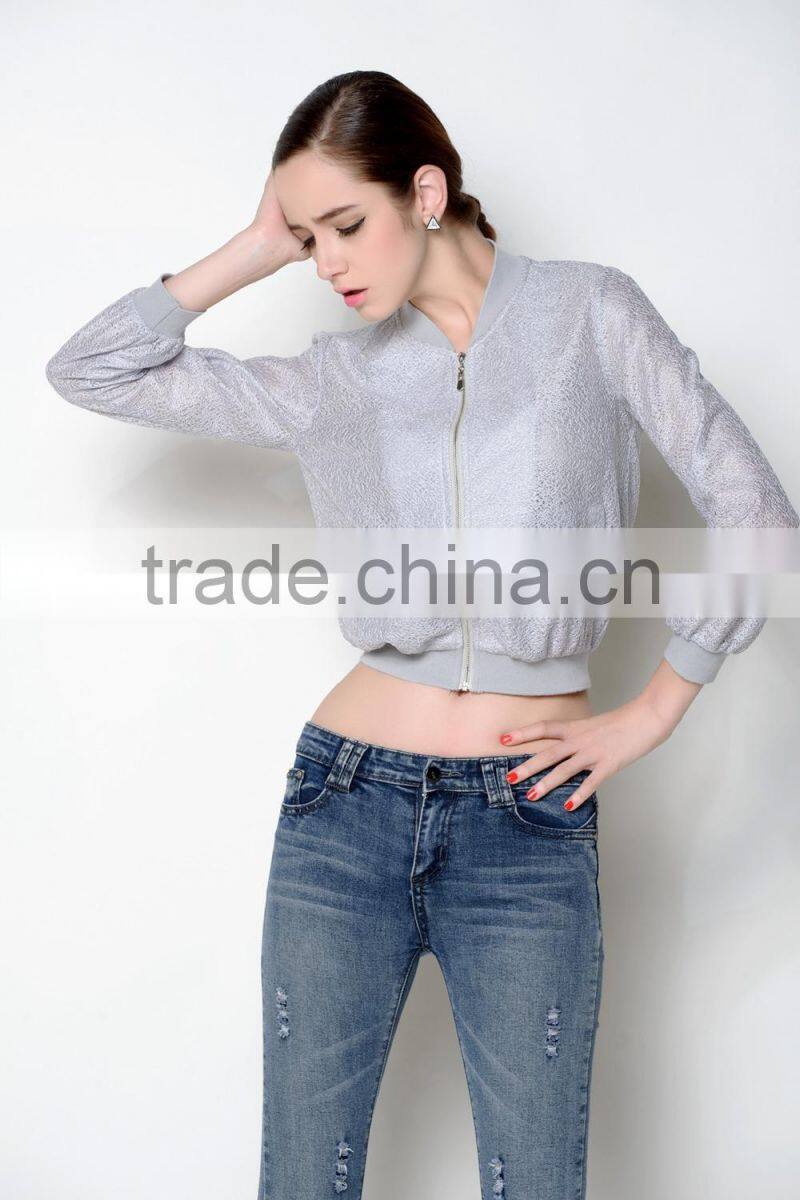 unique comfortable fabric used fashion casual crop style women coat model