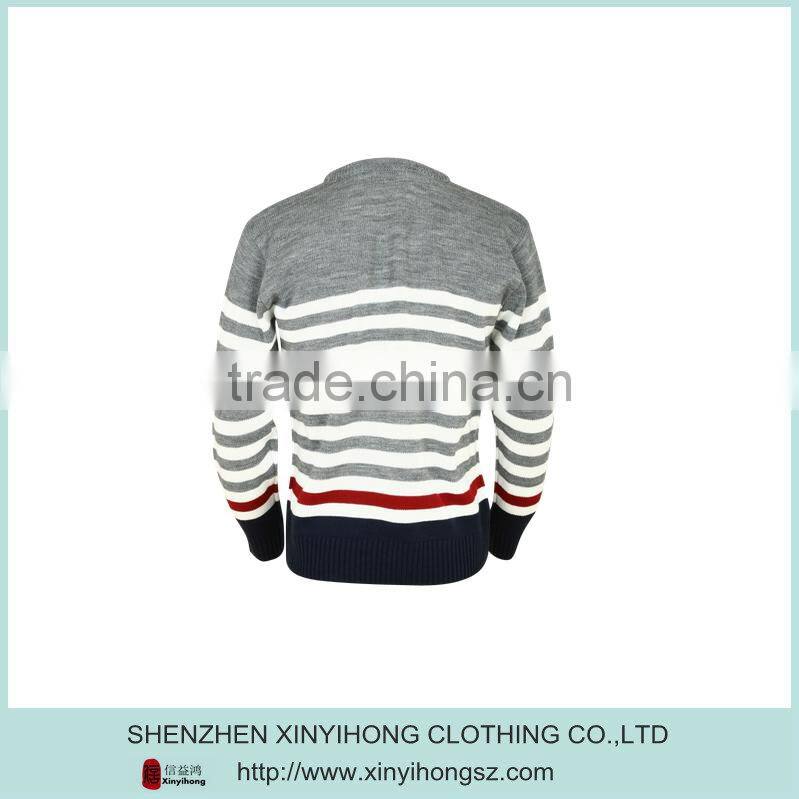 Cotton Stretch Conatract Colors Long Sleeve Golf Knitwear For Men