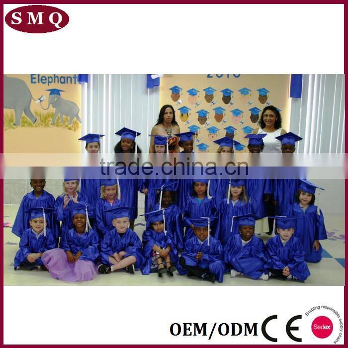 High quality graduation hood cap and gowns blue graduation gown