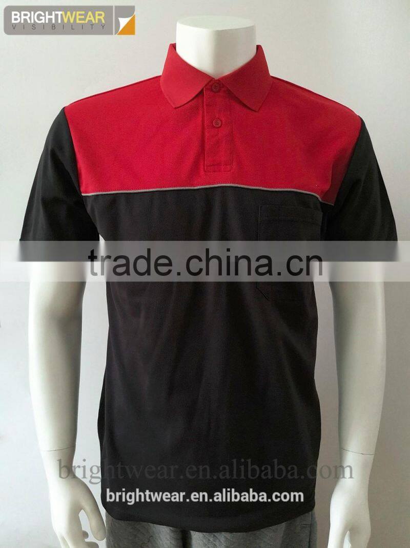 Men's contrast color school uniform polo shirt with short sleeve