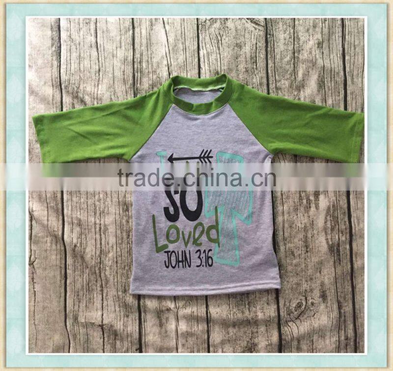 wholesale children's boutique cloth Easter boy shirt children wear Jesus embroidered cotton t shirt tiny custom shirt