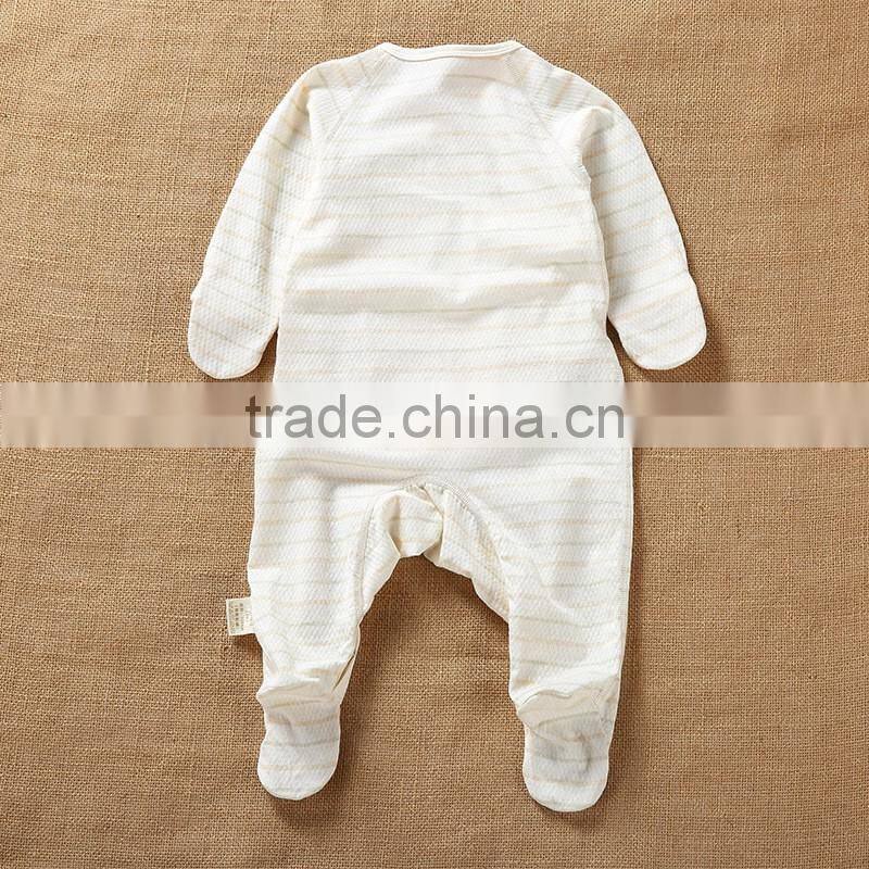 2017 Spring Long Sleeves Baby Infants Romper Stripe Pattern Natural Colored Cotton Bodysuit Jumpsuit Onesie Wear Clothes