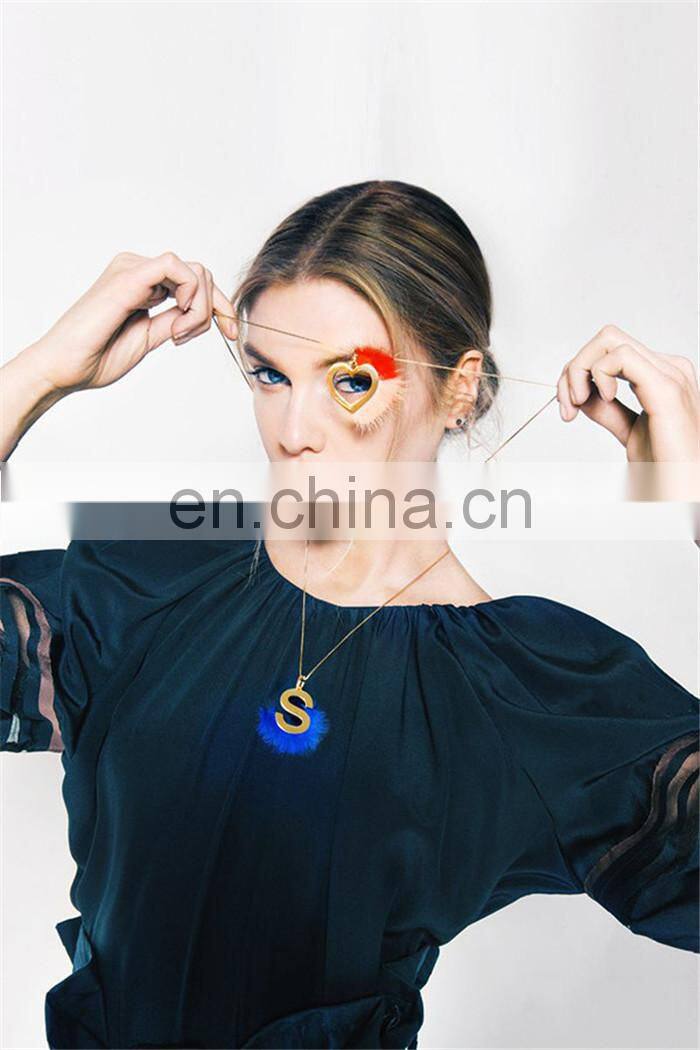 Popular and Fashion Winter Metal Letter Necklace Keychain/Mink Fur Accessory