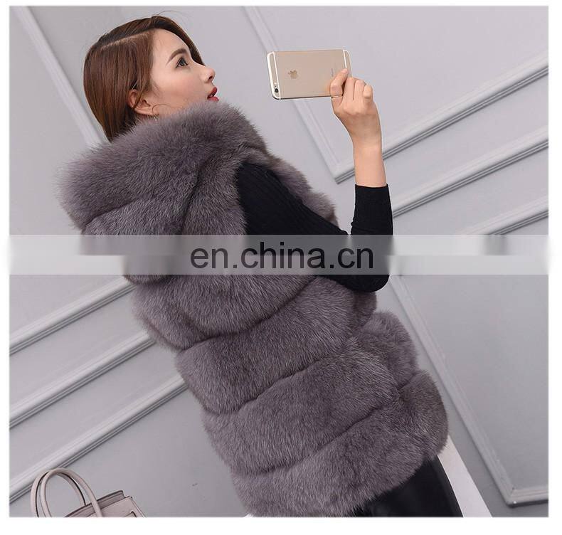 Top Quality Comfortable Wholesale Vest Real Fox Fur Hood Vest / Cheap Fur Vest