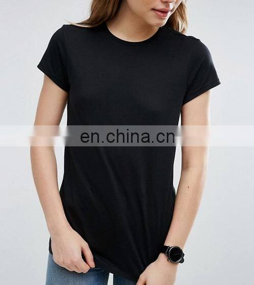 High Quality Cheap Custom Short Sleeves Longline Tall T-shirts Wholesale Cotton Plain Blank Women Tshirt