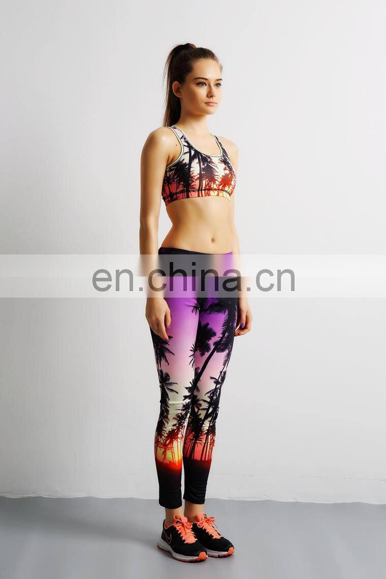 Wholesale New Style Custom Printing Sublimation 4 Needles 6 Thread Women Yoga Set