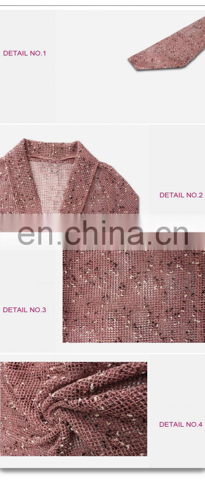 Old Woman Rose Plain Mesh See-Through Kimono Cardigan joker design blouse