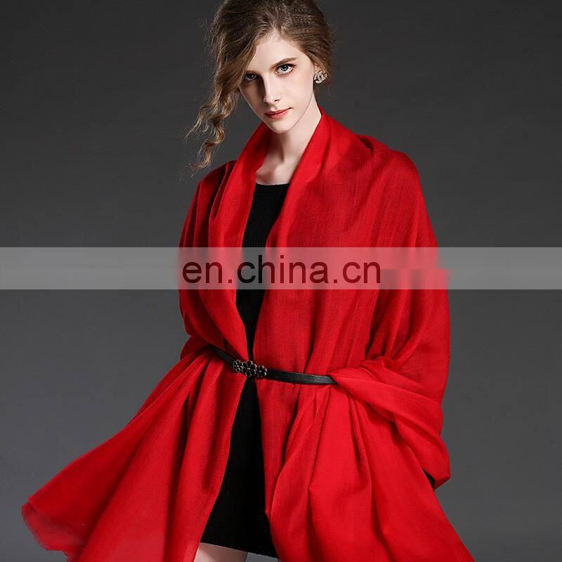 Soild color wool scarf for women in winter red