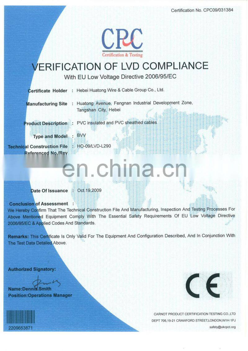 Yellow/Green Color PVC Insulated green yellow ground wire