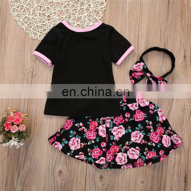 Summer Wear Clothes Little Girl Boutique Clothing Set Matching Printed Shorts 3 Piece Outfit