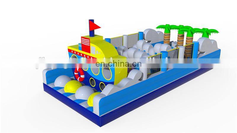 2020 Outdoor Ocean theme giant inflatable course with ocean ball pool for kids
