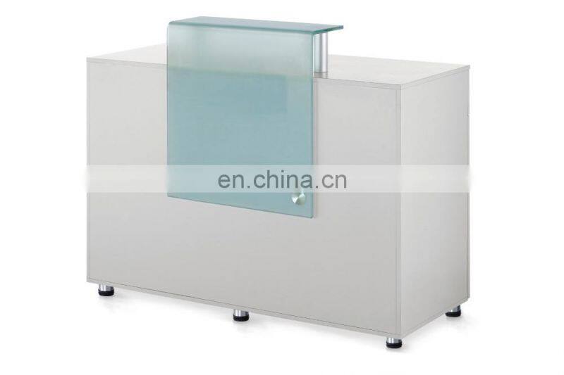 white glass top modern reception desk for beauty salon