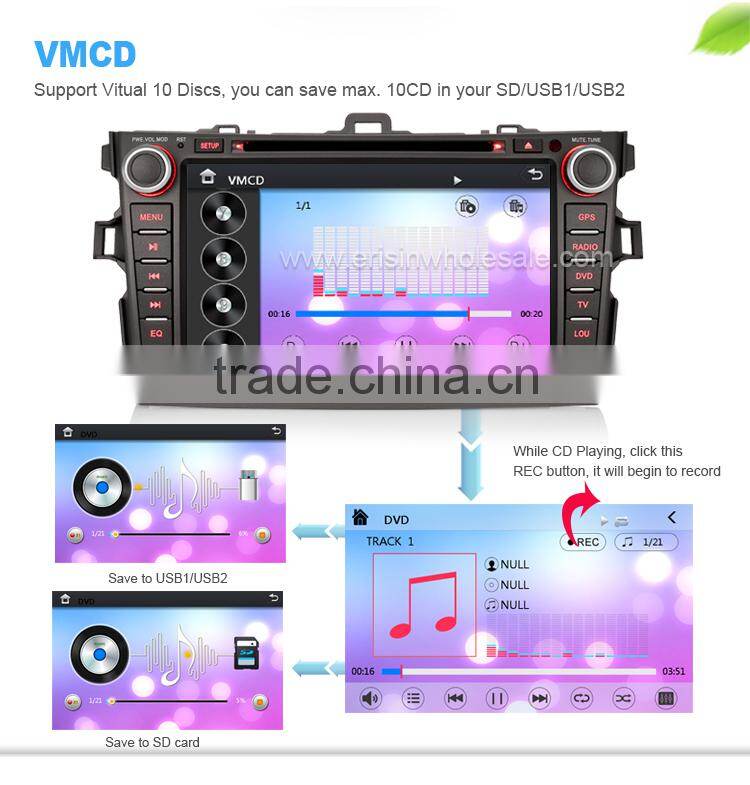 Erisin ES8288M 8" Toyota Corolla 2 Din Car Muiltmedia System with GPS