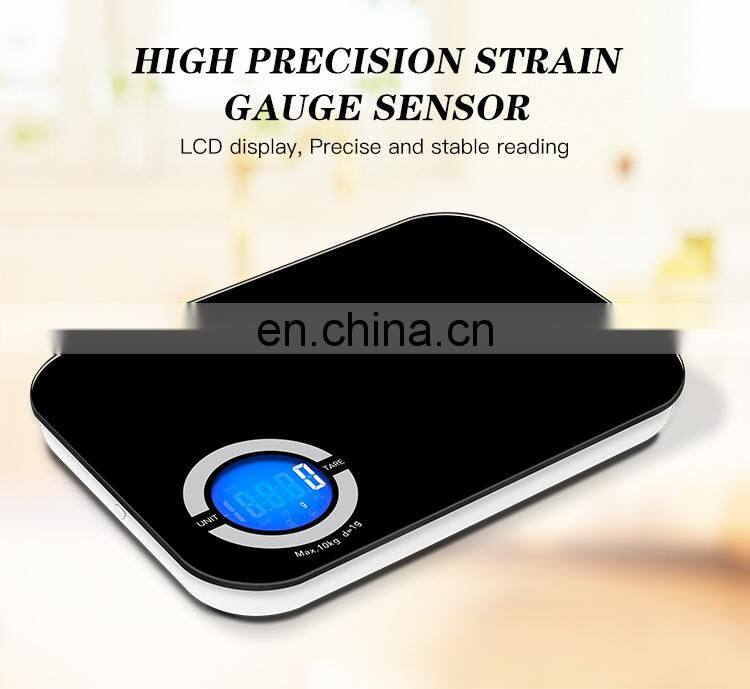 Hot Selling USB Rechargeable Glass Printing Logo Design Digital Household LCD 5kg Kitchen Scale