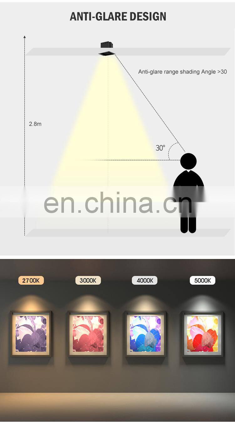 Commercial Recessed Spot Light Mount Aluminum IP20 10W COB Led Grille Light