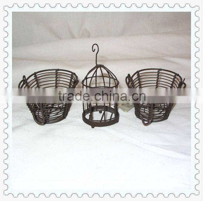 colored jute handmade wrought iron storage basket with hook