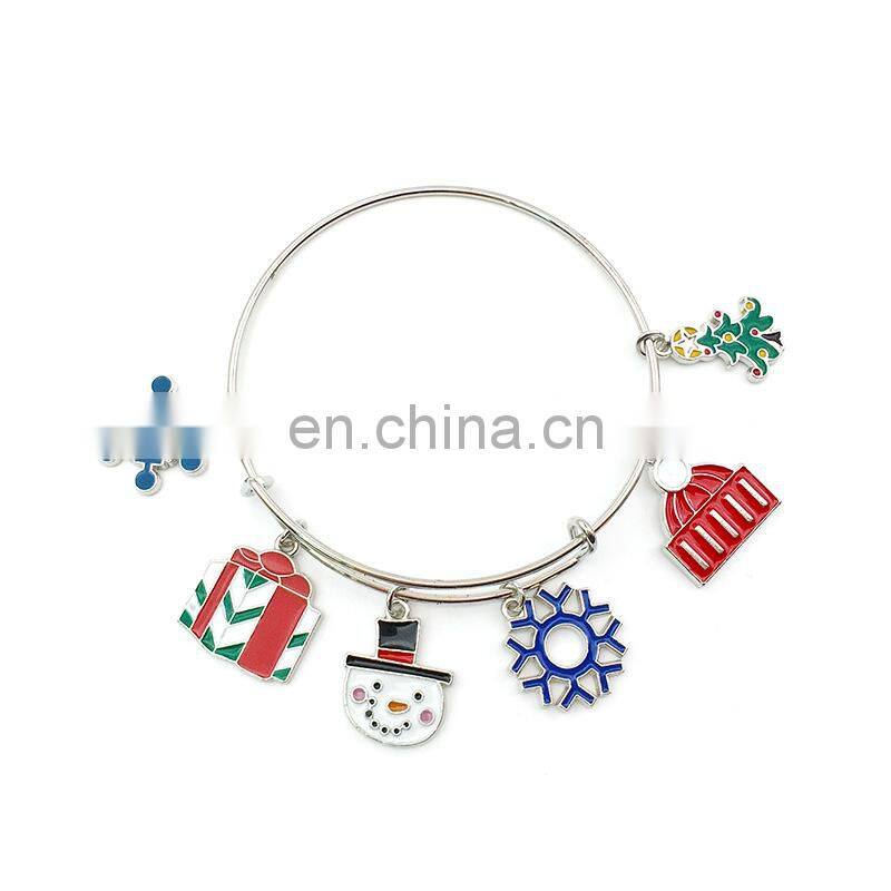 20Pcs/Set New Christmas Charms Pendants Enamel Bracelet Party Home Metal Craft Decoration Tree Hanging DIY Jewelry Accessories