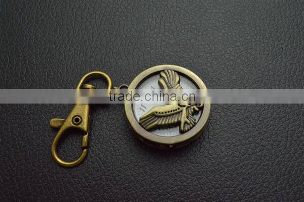 Mens cool eagle pattern pocket watch stainless steel back face coin watch