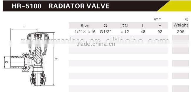 HR5100 factory manufacture forged brass water thermostatic radiator valve