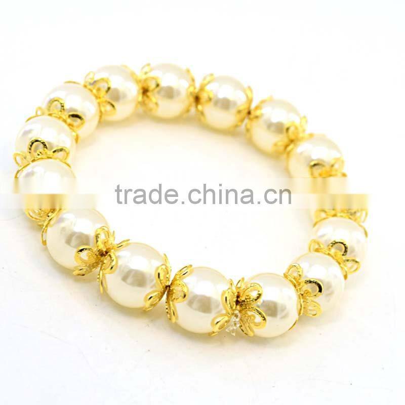 fashion jewelry high quality bead bracelet gold plate lady wear pearl bracelet
