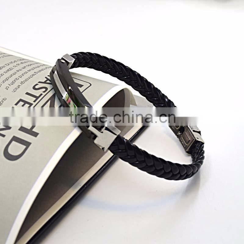 best selling products stainless steel clasp bio magnetic bracelet man leather bracelets