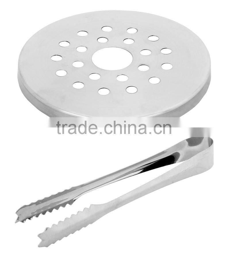 stainless steel beer Ice Bucket and Tongs with Bale Handle-double wall bar ice bucket