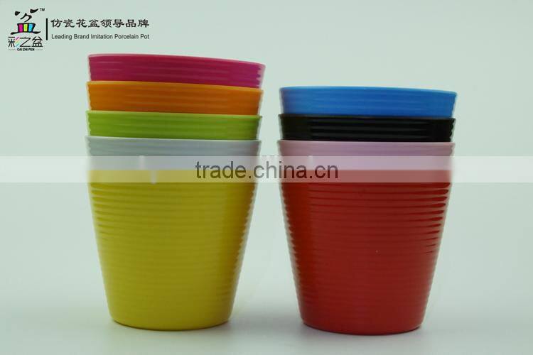 Hotsale colorful garden flower pot Wholesale MX1202-2 Fine lines Melamine flower pot