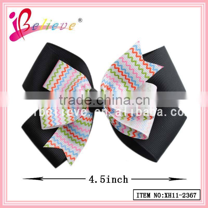 2015 Popular kids hair bow accessories,grosgrain ribbon hair bow,elsa & anna ribbon bow hair clip