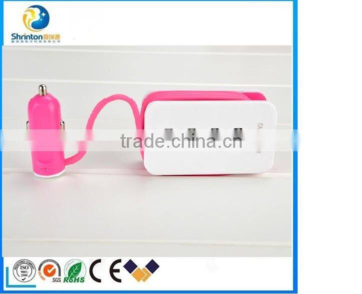 4 USB port 4.3 A New design usb car charger with universal car adapter with usb charger