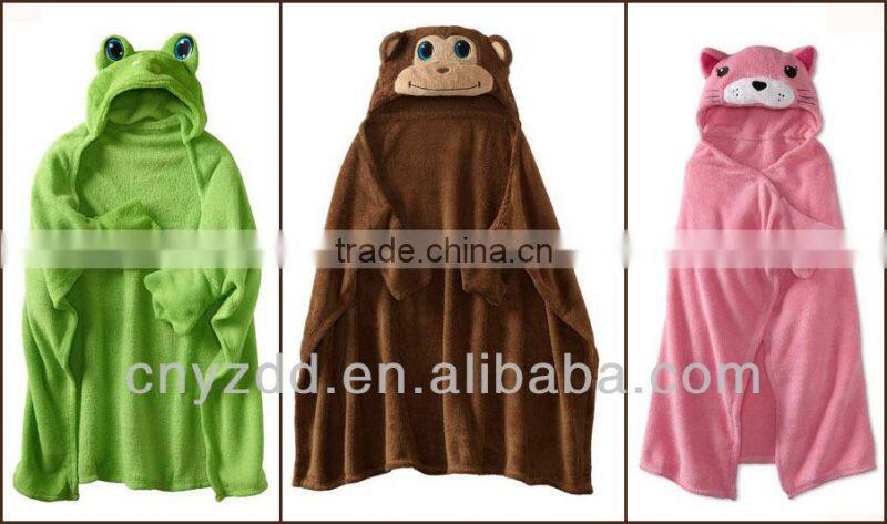 Hooded Animal Blanket for children/Animal Fleece Blanket with Hooded