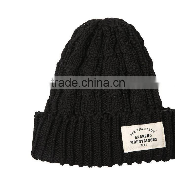 Fashion Popular Applique Embroidery Rolled Brim Beanie Fashion Ladies Hat