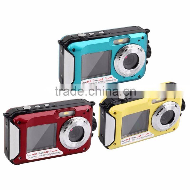 winait 24mp/20mp dual display waterproof camera digital with double screen