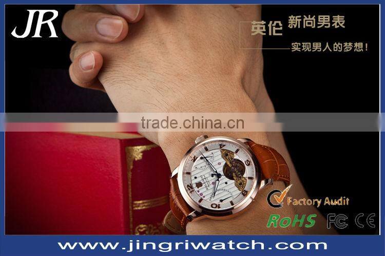 Custom wholesale fashion clear luxury 316l stainless steel transparent automatic watch