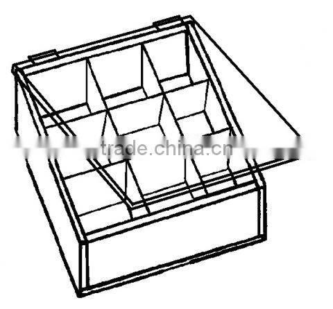 4 Compartments Sectional Square Acrylic Tray with Hinge Cover