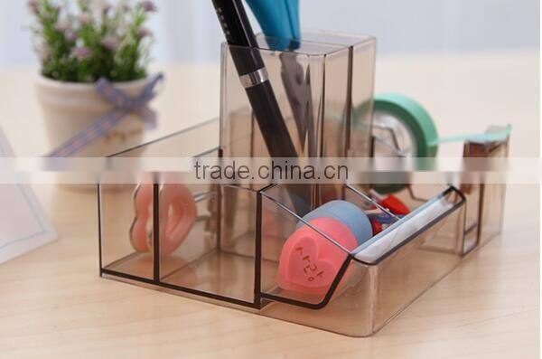 Acrylic multifunction pen case hot sell design desk storage case office acrylic stationery set factory