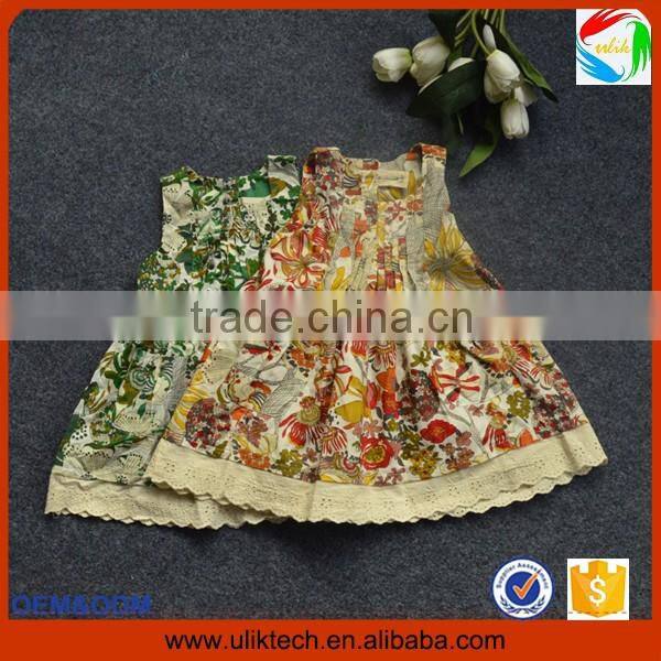 2016 New arrival summer boutique children dress wholesale new model girl dress for print frock design kid dress (ulik-GD094)