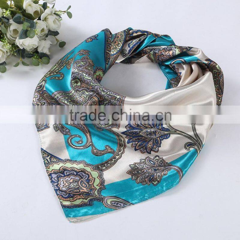 China factory 90x90cm Women Brand satin Square Scarf High Quality Imitated Satin Scarves Shawl Hijab 2016 fashion style