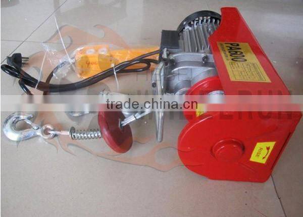 Hot sale PA400 220V 1 phase winch mini electric wire rope hoist
